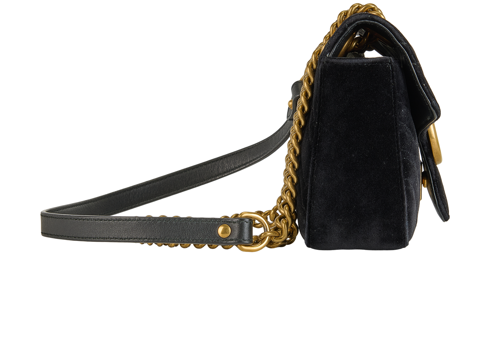 GG Marmont Bag, &pound;595, Handbags, Black, Velvet, Side view